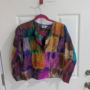 Fashion Fuse Silk Patchwork Multicolor Top